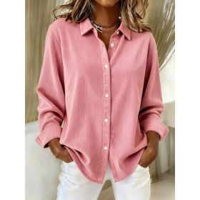 Women's Corduroy Casual Shirt (Option: Pink-S)