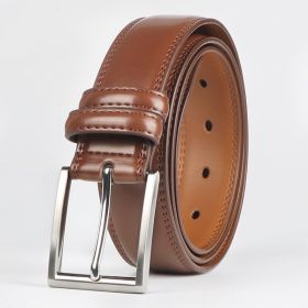 Woman Belt, 110cm,Leather Dress Belts With Single Prong Buckle For Suits, Jeans, Uniform, Light Brown (Option: 110cm)